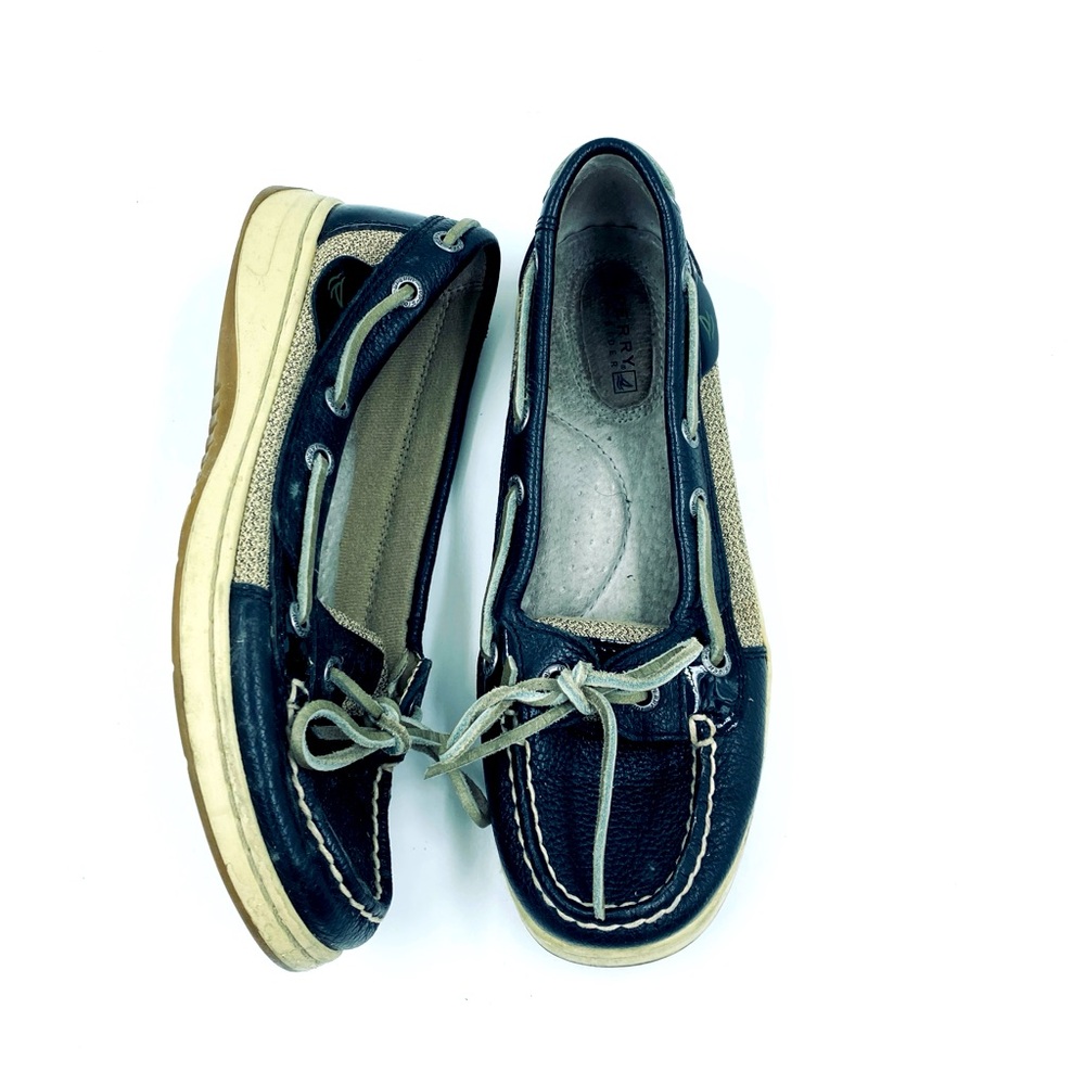 Y2K Sperry Top Sider Leather Boat Shoes Loafers 5.5 Black